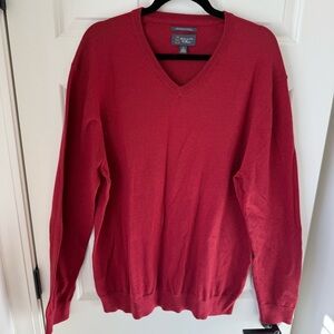 Wallin Bros Cashmere V-Neck Men's Sweater Top Sz XL Office Travel Red Pullover